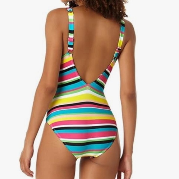 Anne Cole Multi-Color Center Front Tab Over-The-Shoulder One-Piece. NWT - Picture 2 of 7